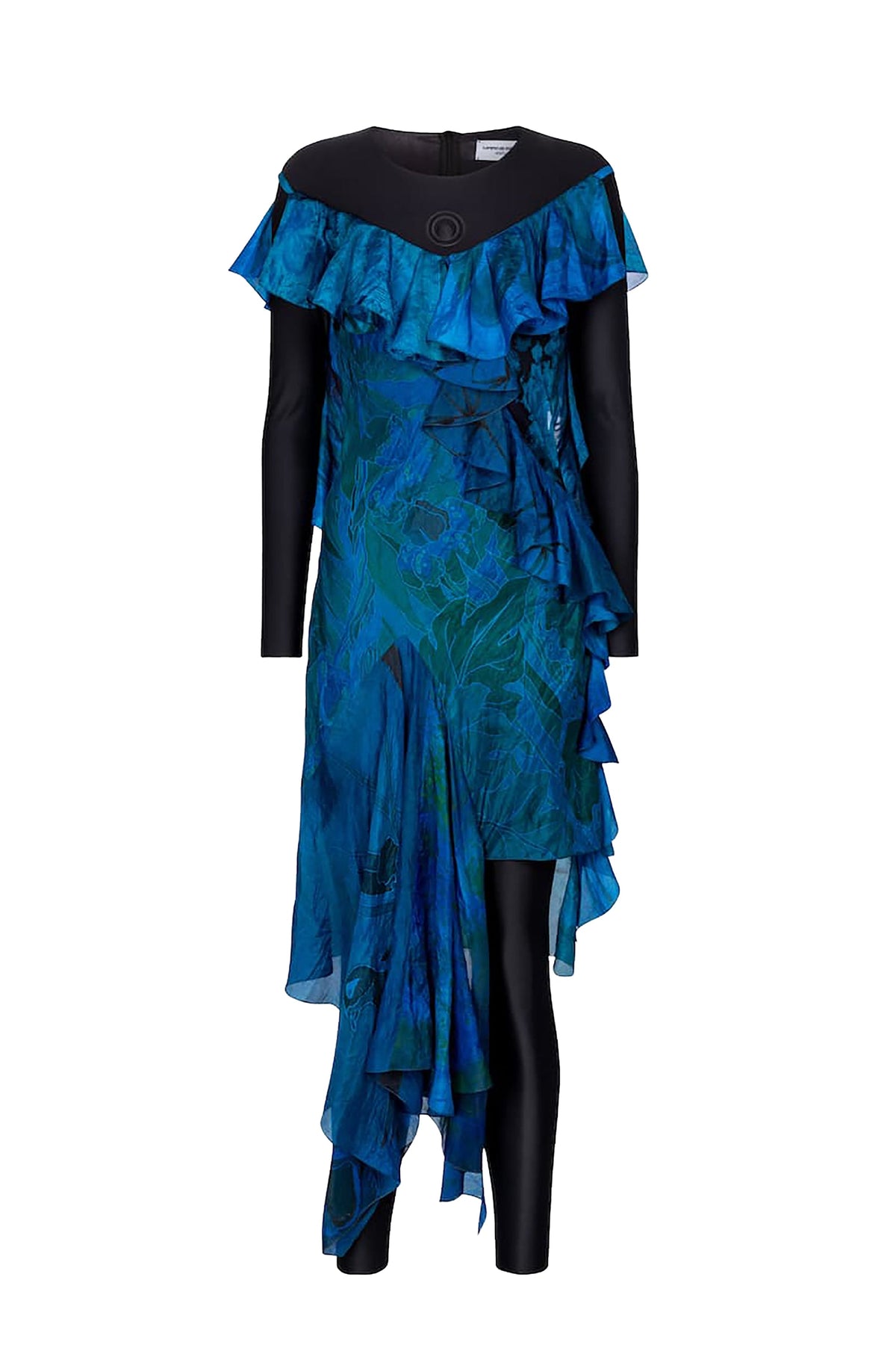 Robe longue drapée en soie - Cobalt