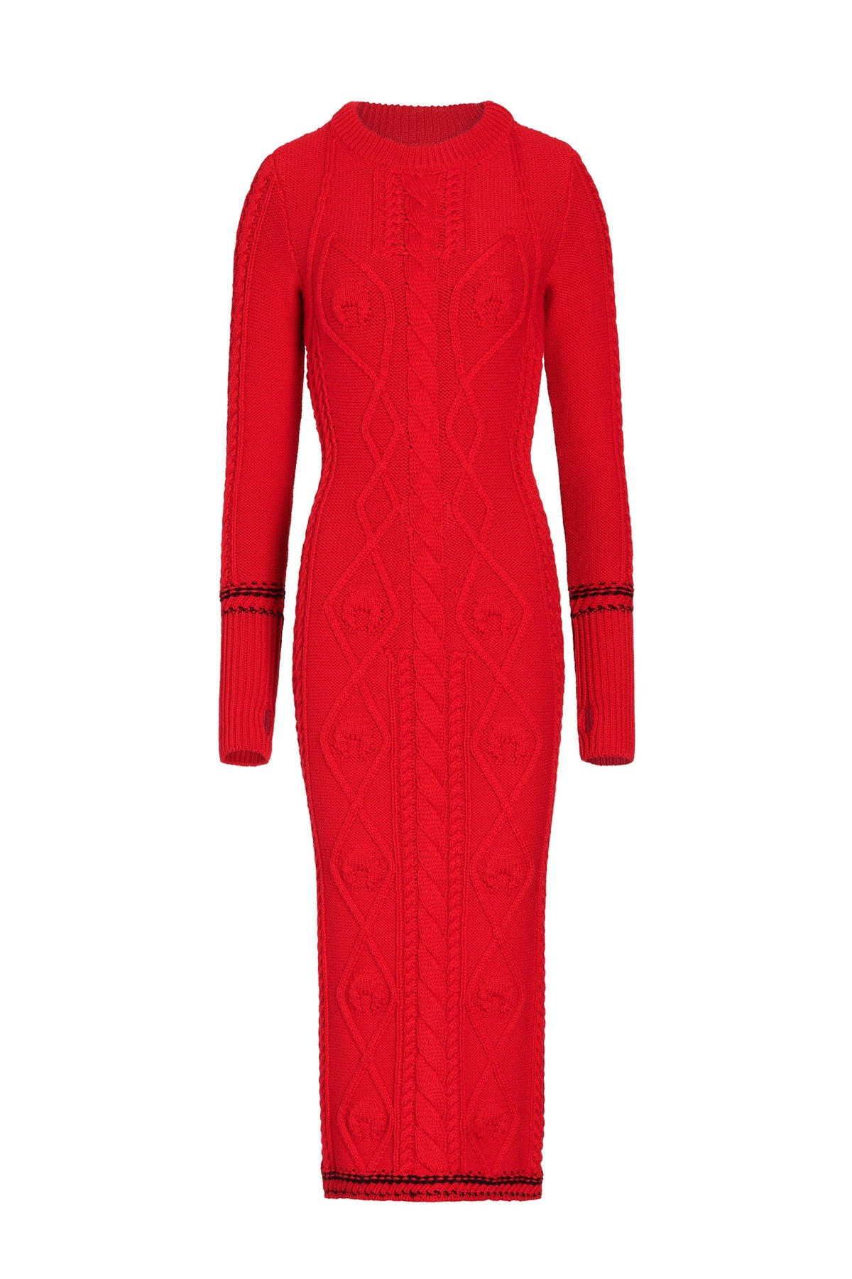 Robe longue en laine torsadée - Red