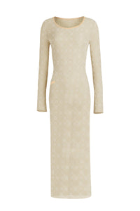 Robe en mesh floquée monogramme Upcyclé - Light Beige