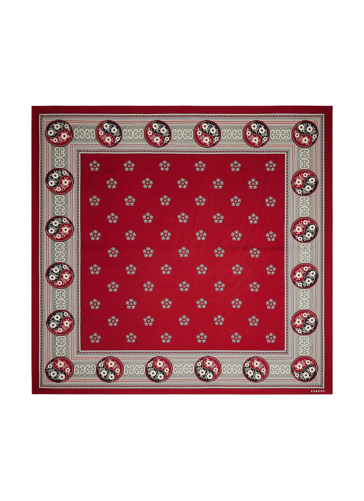 Patterned wool and silk scarf - Bordeaux