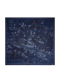 Foulard en laine et soie à motif - Marine
