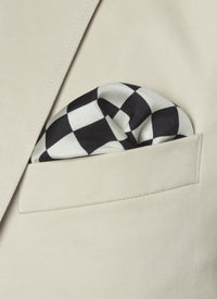 Printed silk twill suit clutch bag - Black & White