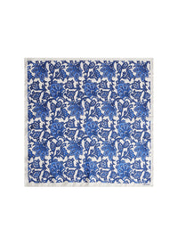 Floral-print silk twill clutch bag - Navy