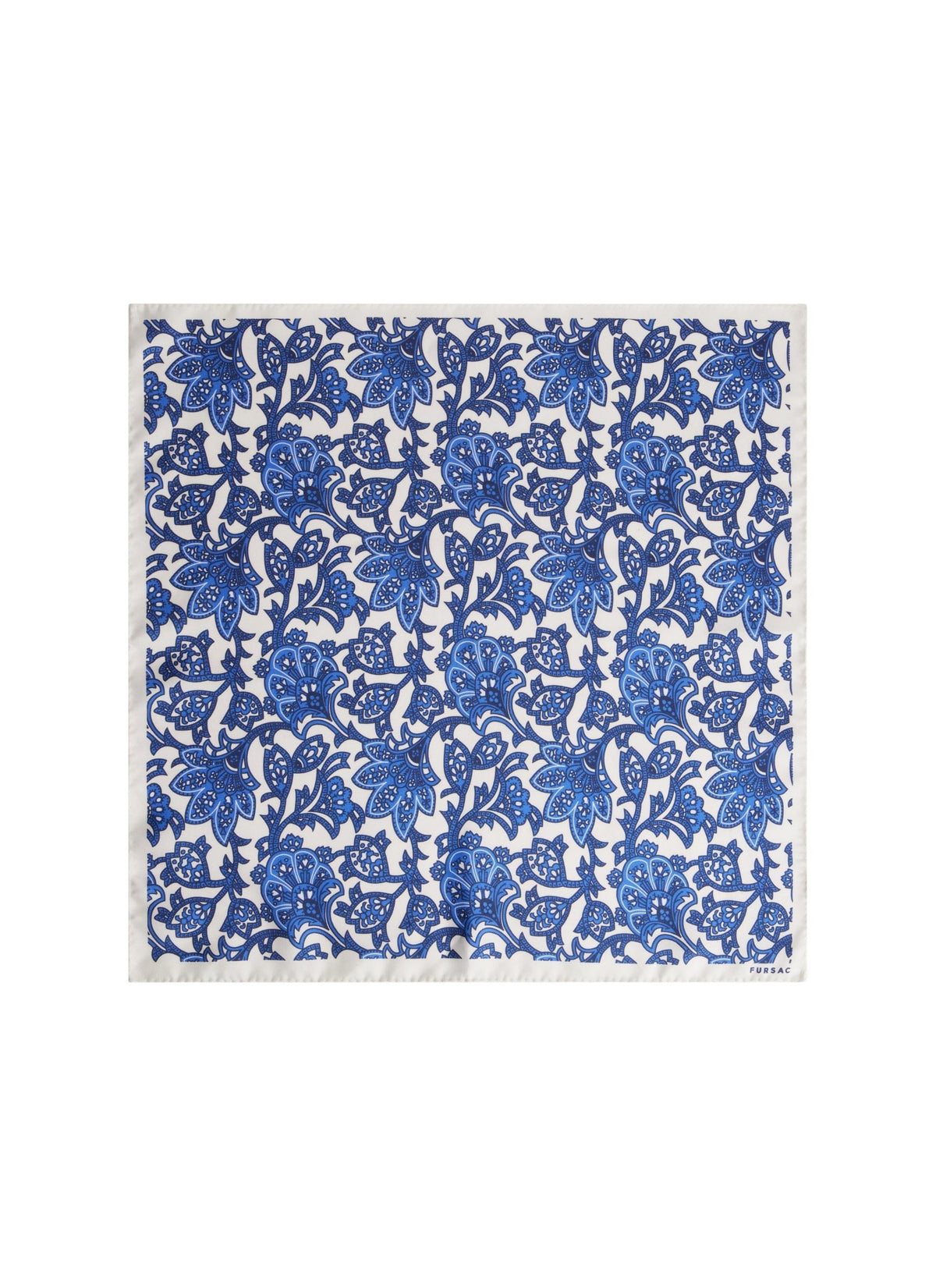 Floral-print silk twill clutch bag - Navy
