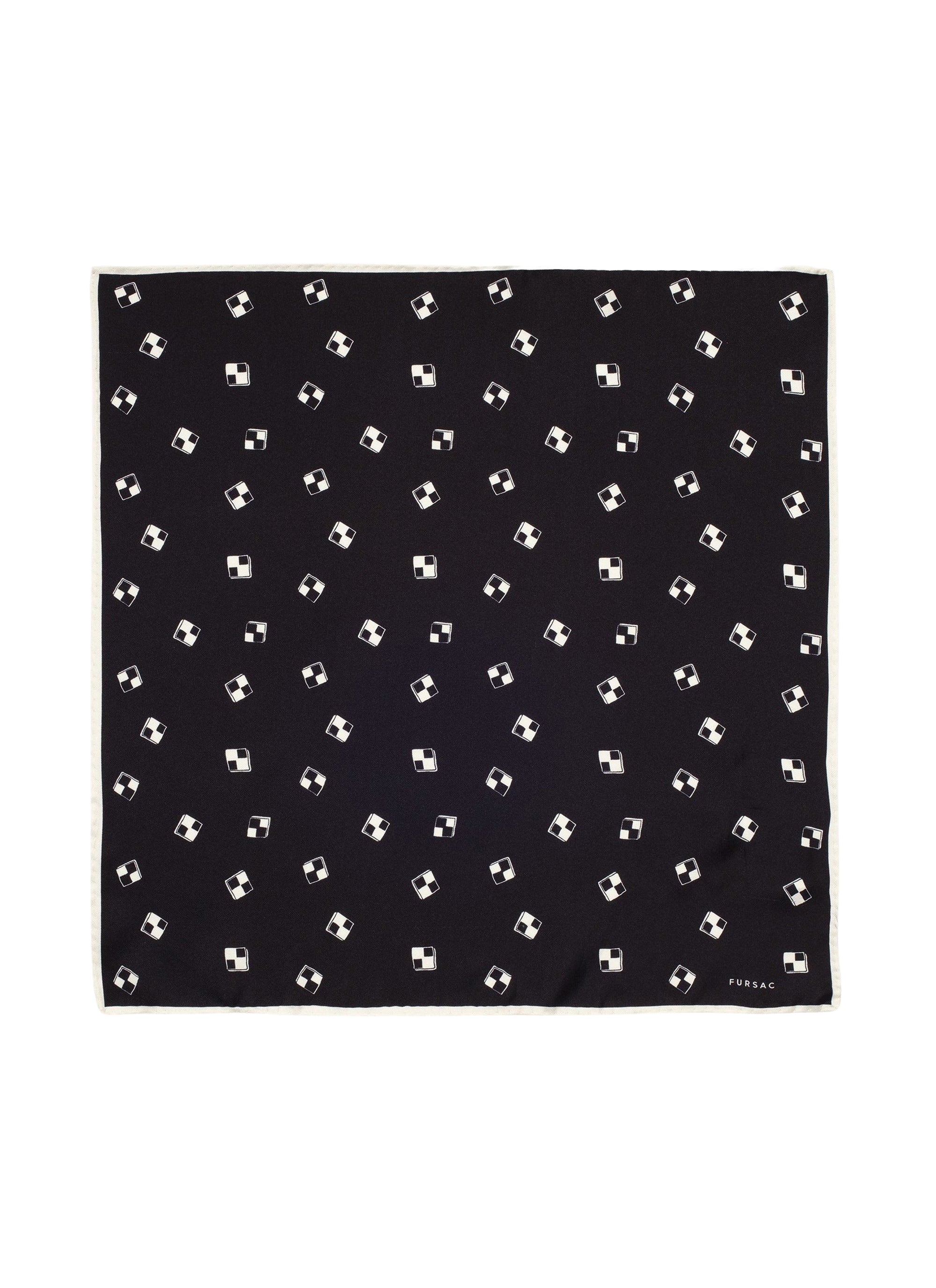 Printed silk clutch bag - Black & Ecru