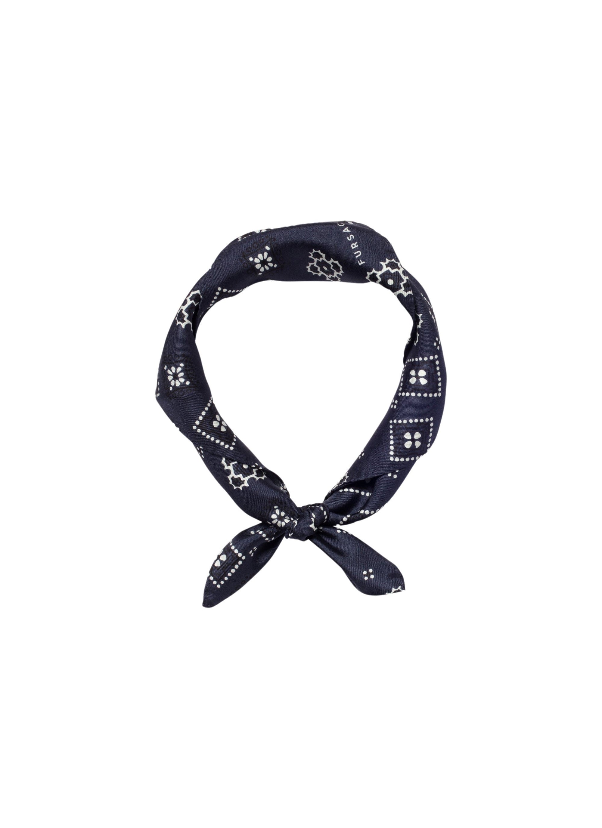 Printed silk bandana - Navy blue