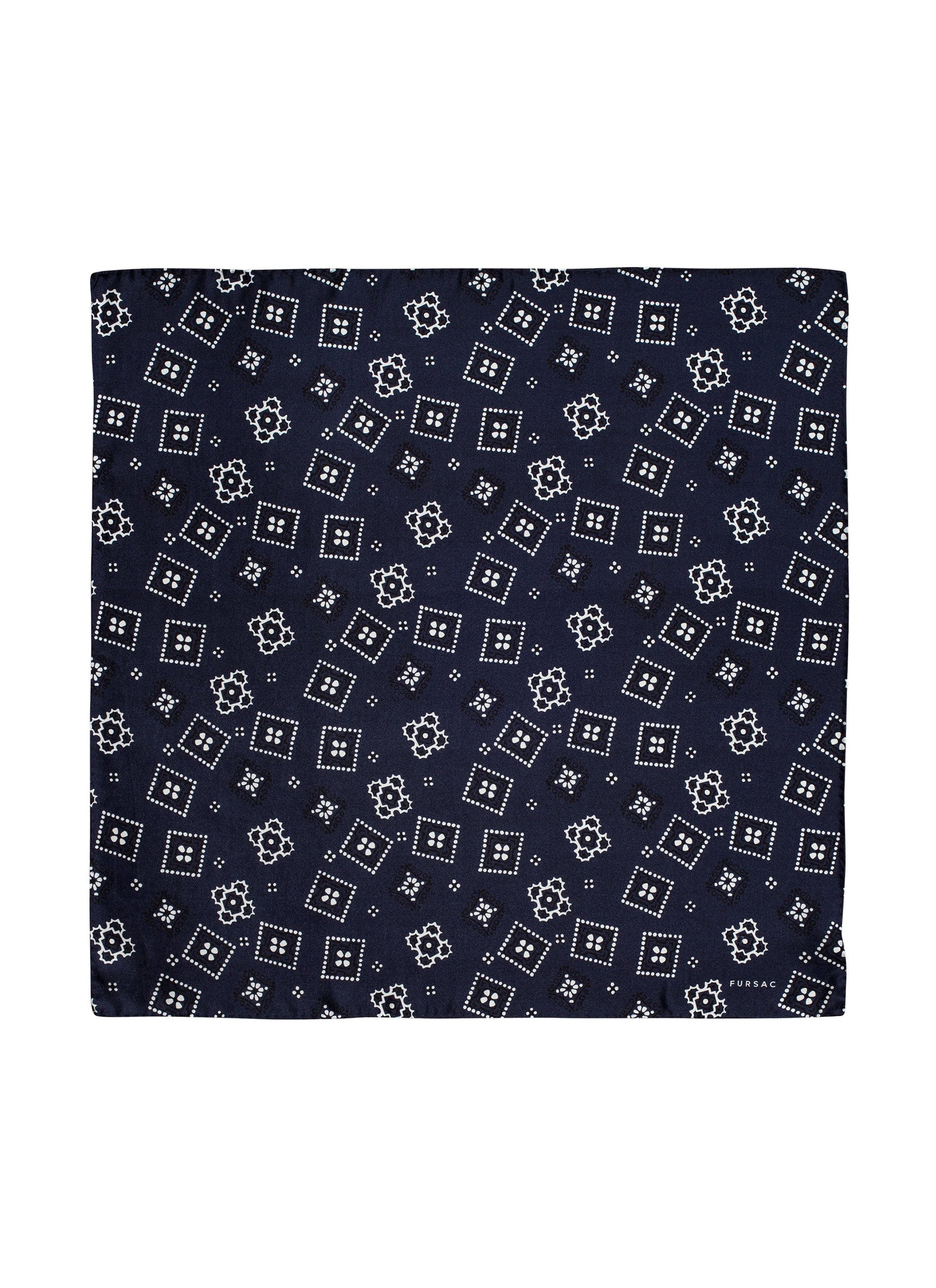 Printed silk bandana - Navy blue