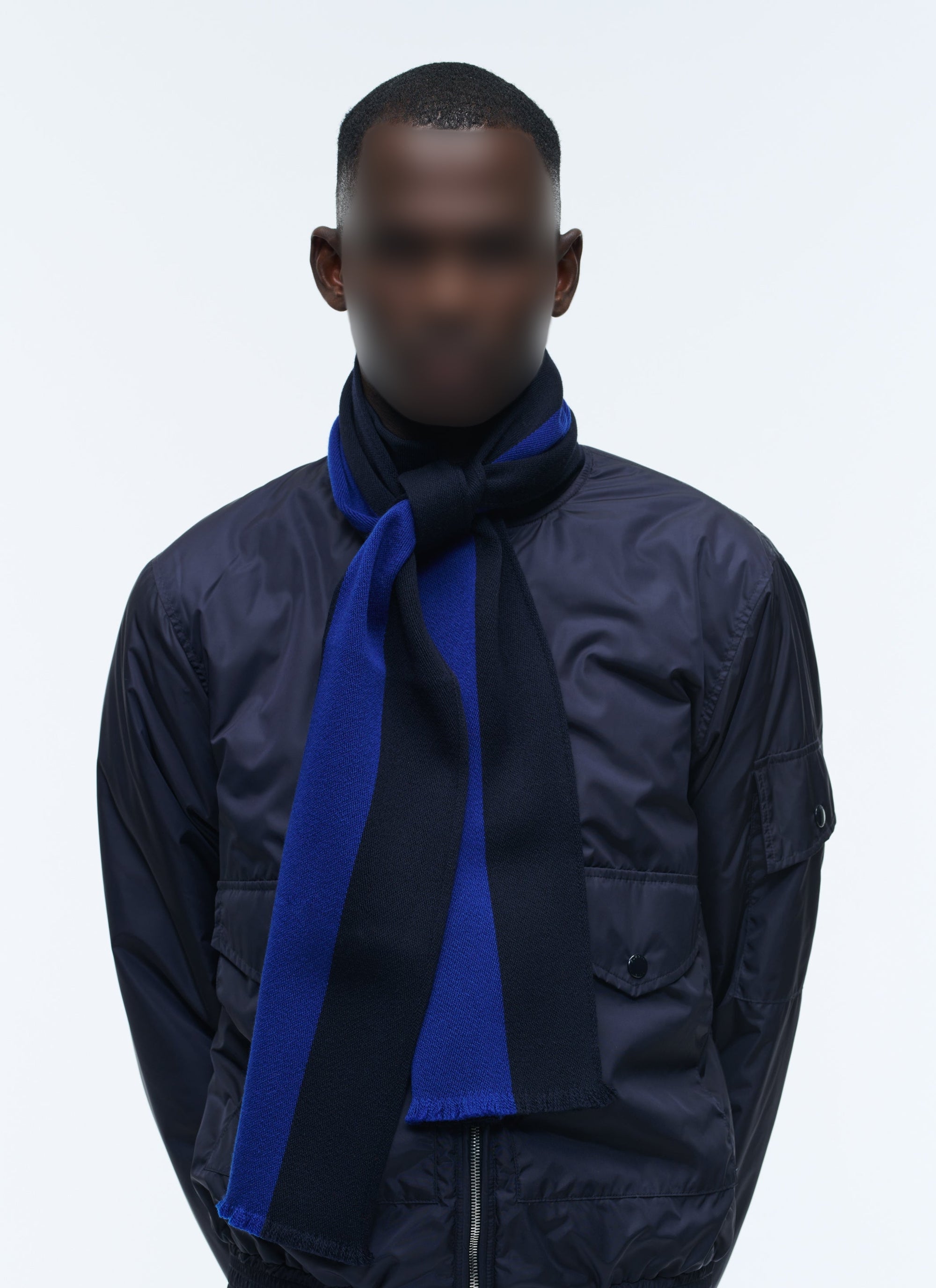 Striped wool scarf - Navy