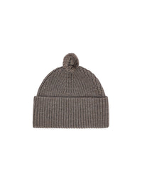 Wool pompon hat - Taupe