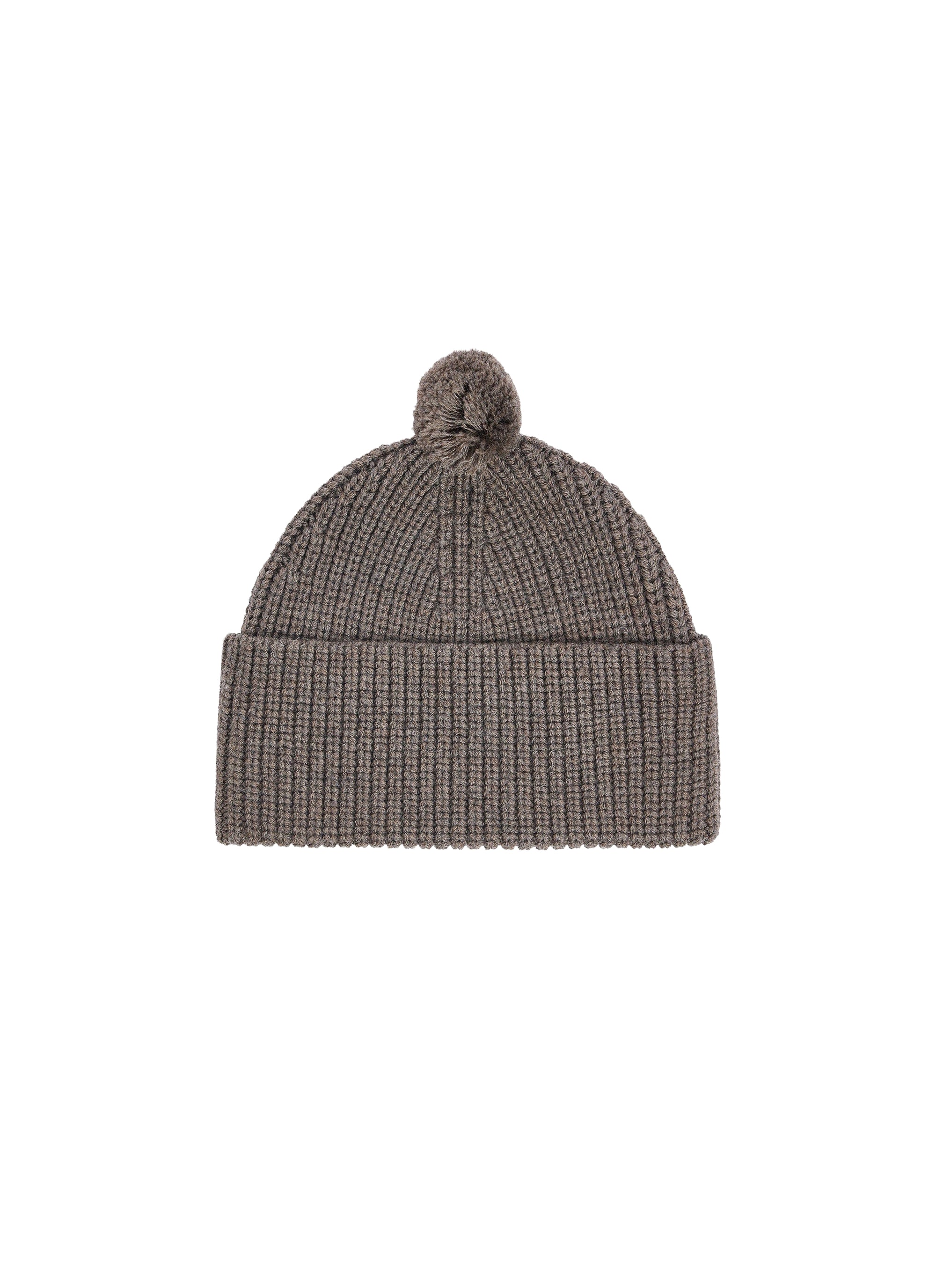 Wool pompon hat - Taupe