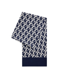 Écharpe en laine à imprimé  - Bleu Marine