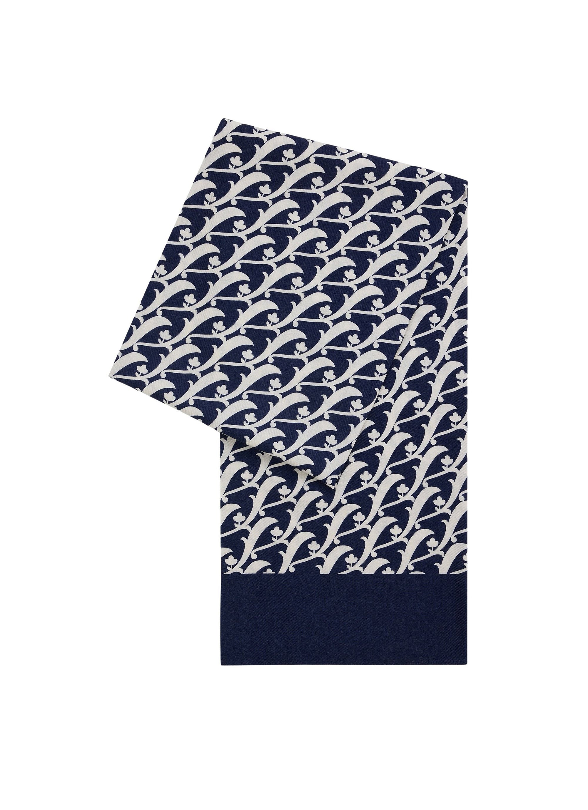 Écharpe en laine à imprimé  - Bleu Marine