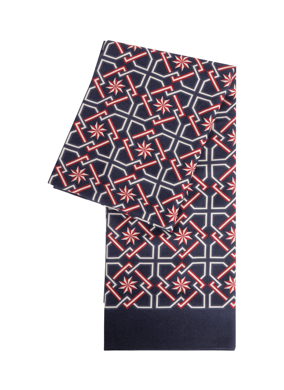 Printed woollen scarf - Navy
