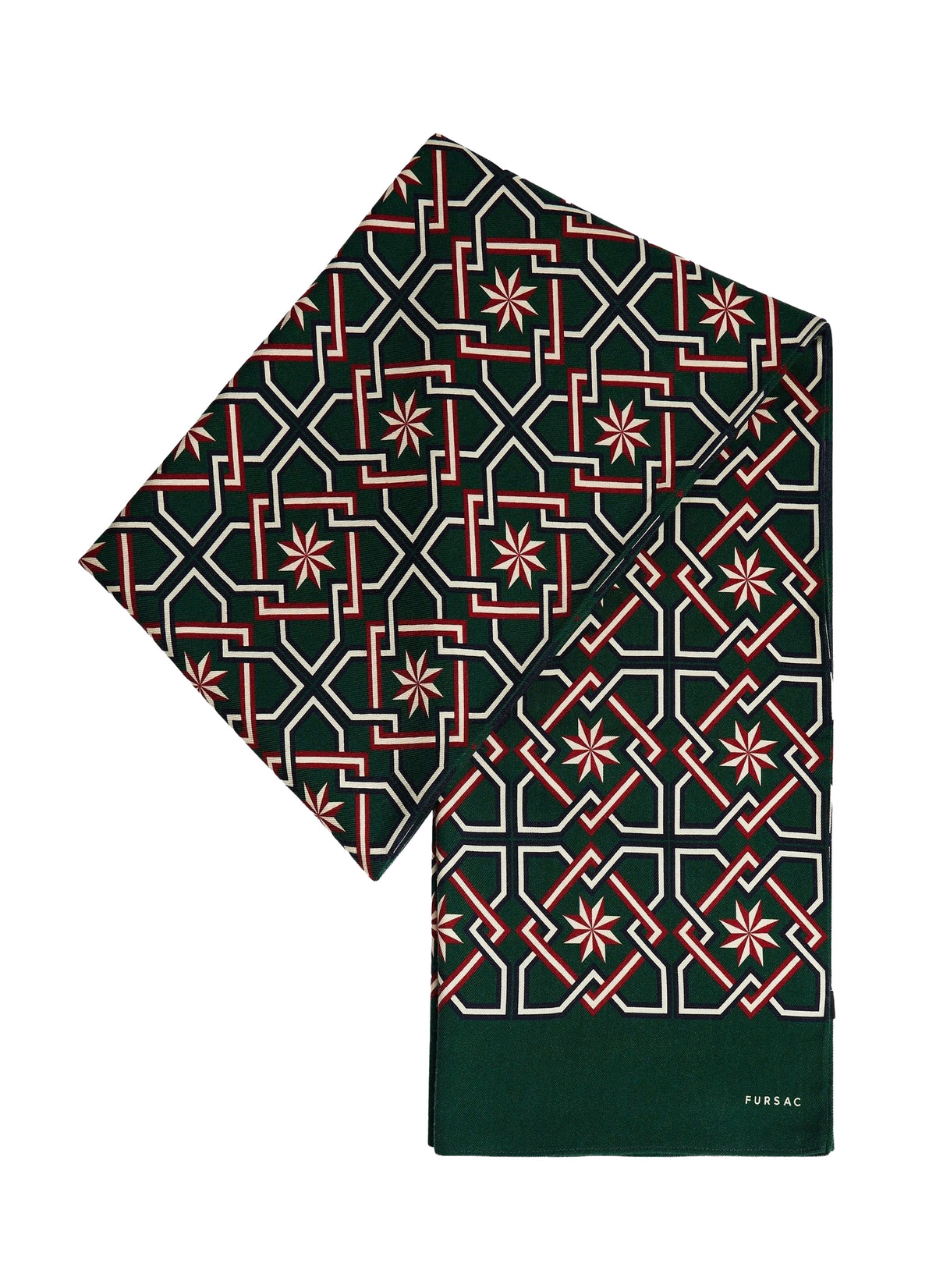 Printed woollen scarf - English Green