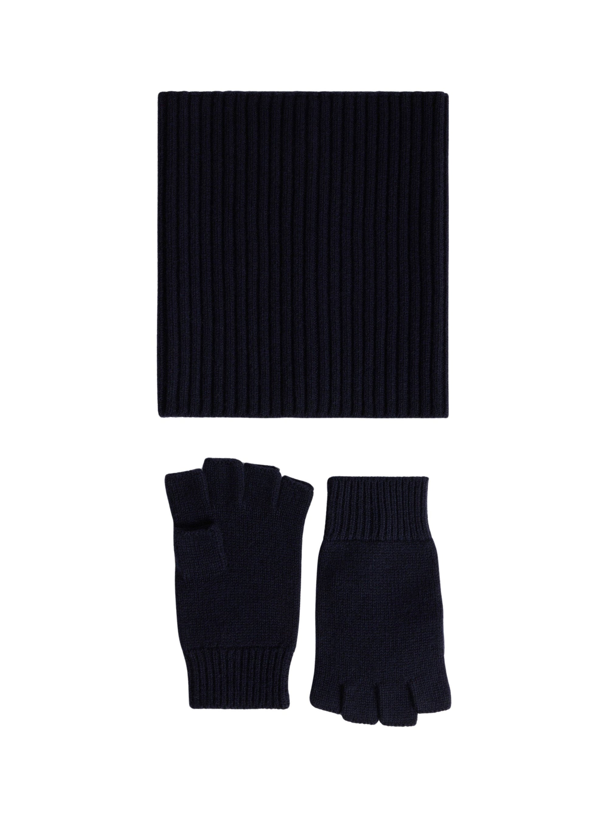 Gants et écharpe en laine - Marine