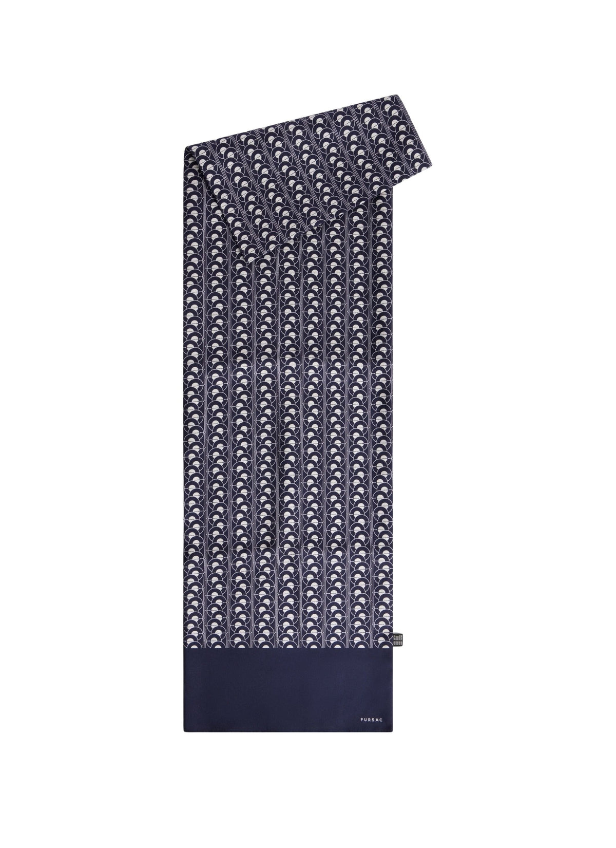 Patterned silk twill scarf - Navy