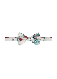 Nœud papillon en satin de soie à motif - Imprimé Fleuri Clair