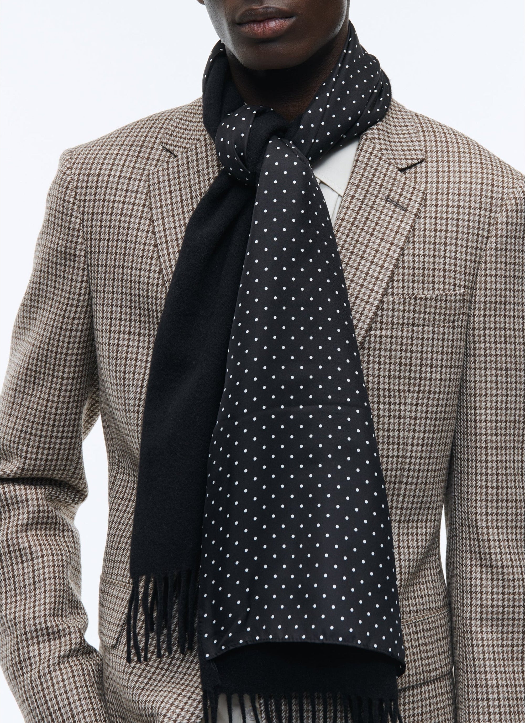 Écharpe réversible en laine et soie - Noir