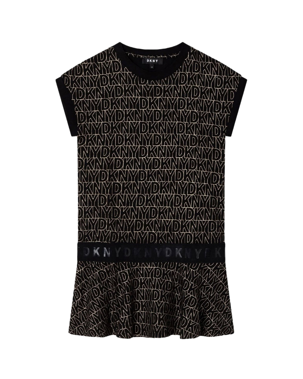 Robe à manches en coton - Noir Doré