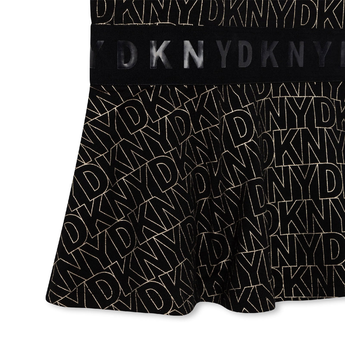 Robe à manches en coton - Noir Doré