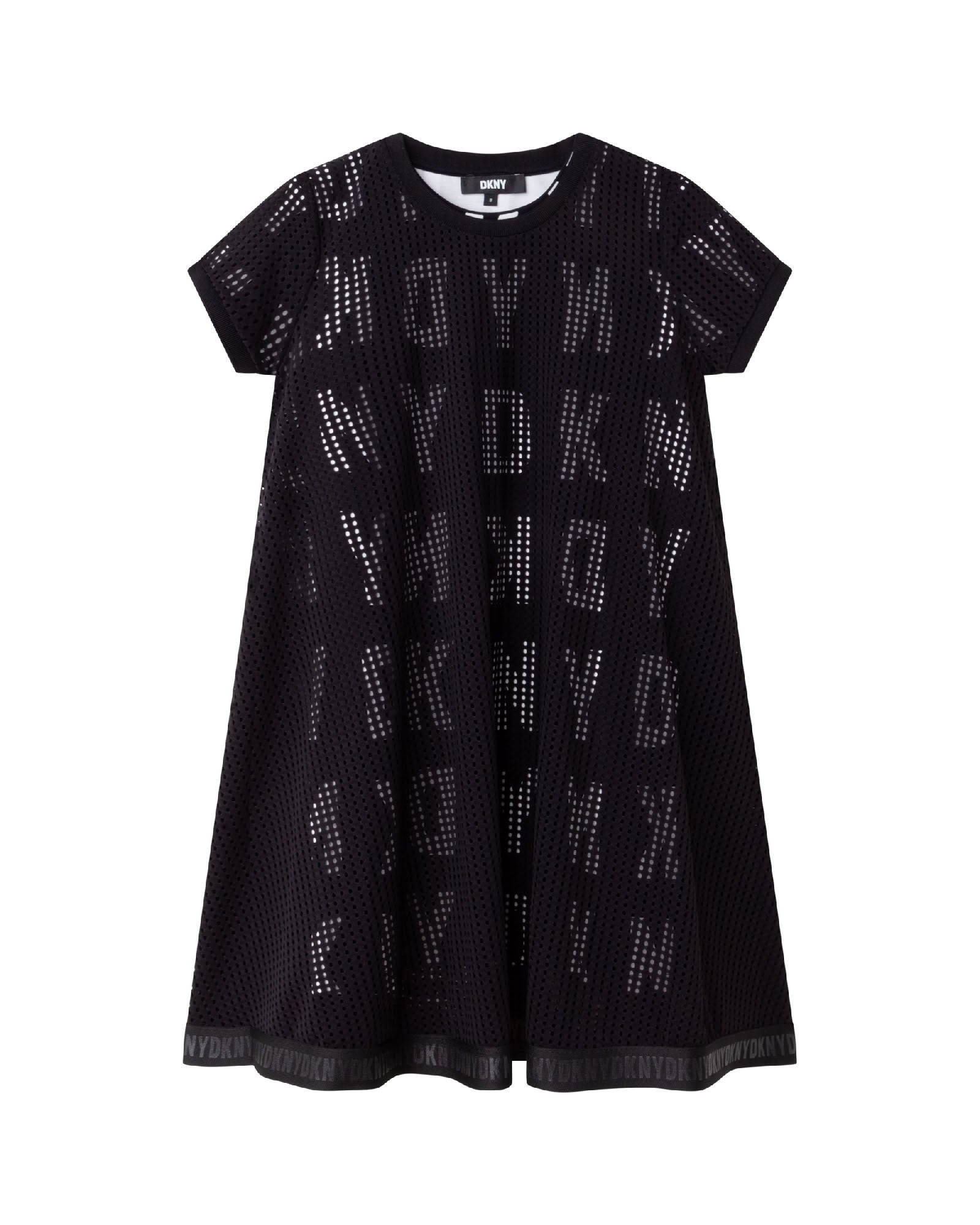 Robe ajourée en résille - Noir Blanc