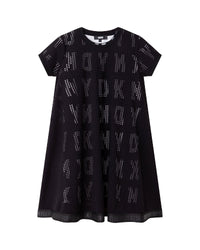 Robe ajourée en résille - Noir Blanc