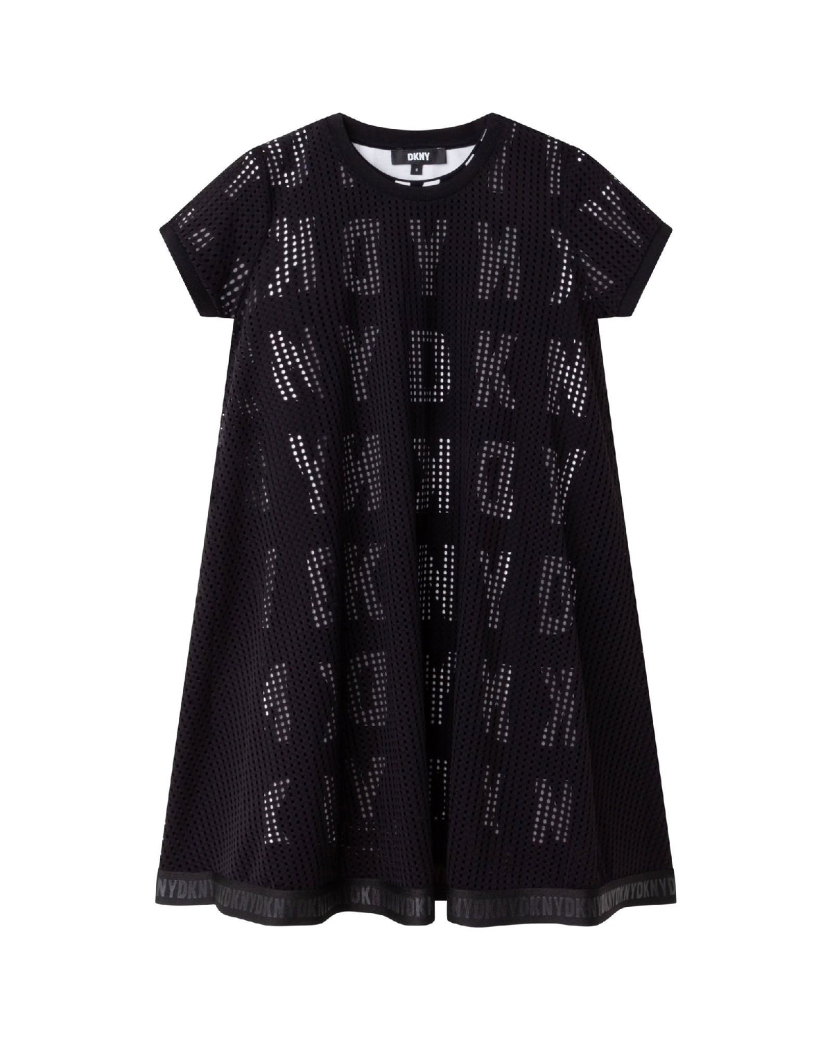 Robe ajourée en résille - Noir Blanc