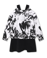 Robe 2 en 1 en coton - Blanc noir