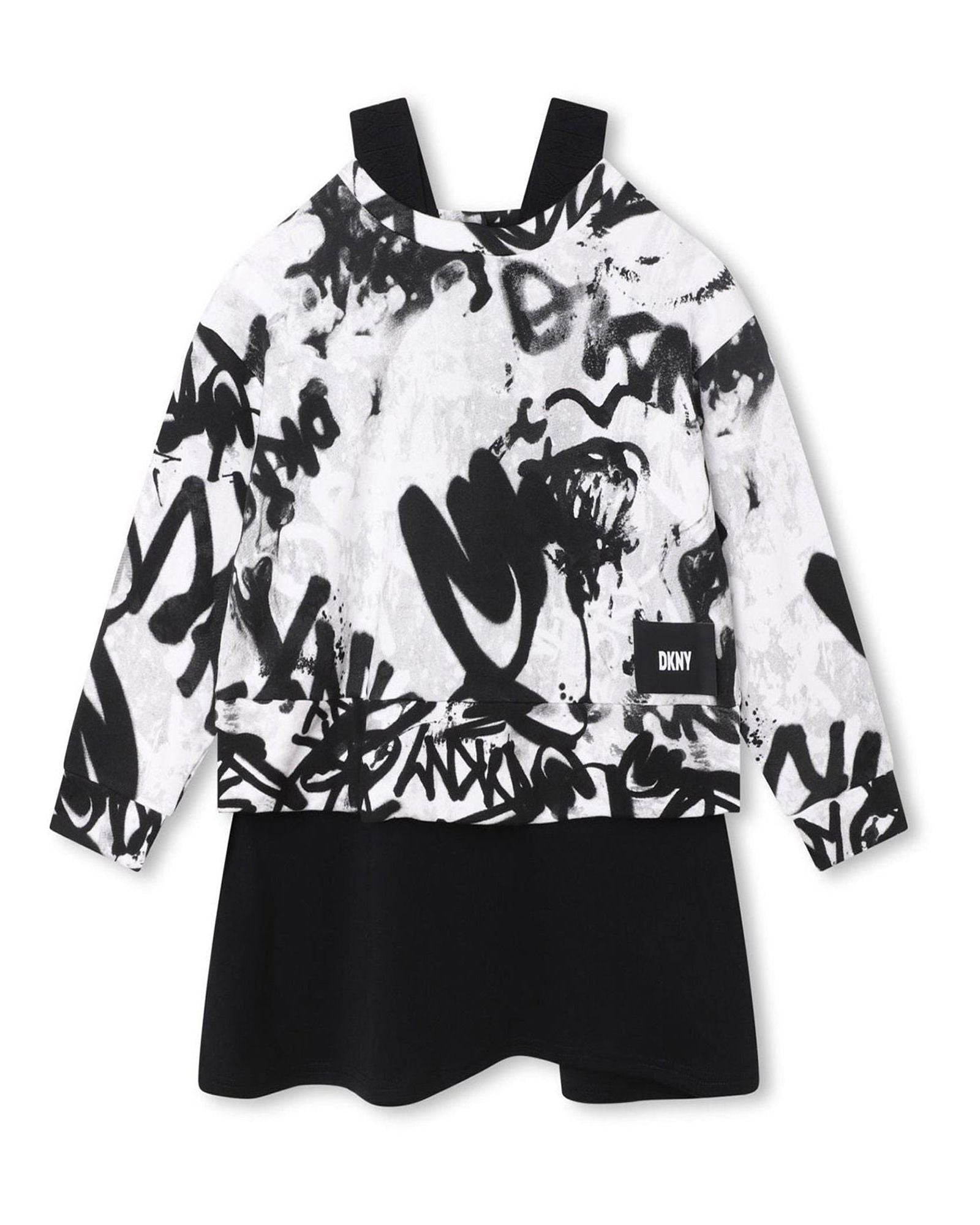 Robe 2 en 1 en coton - Blanc noir