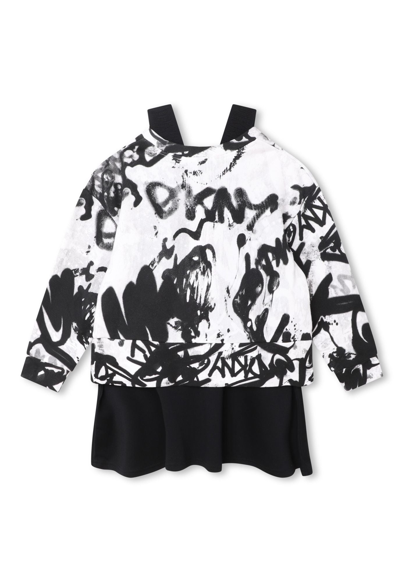 Robe 2 en 1 en coton - Blanc noir