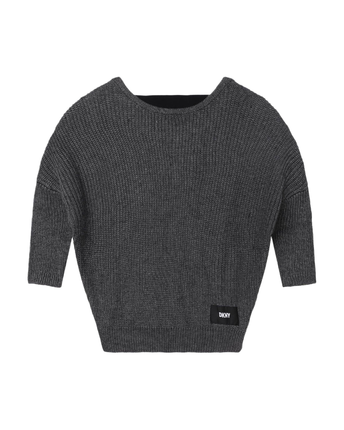 Pull avec logo en tricot - Gris Foncé