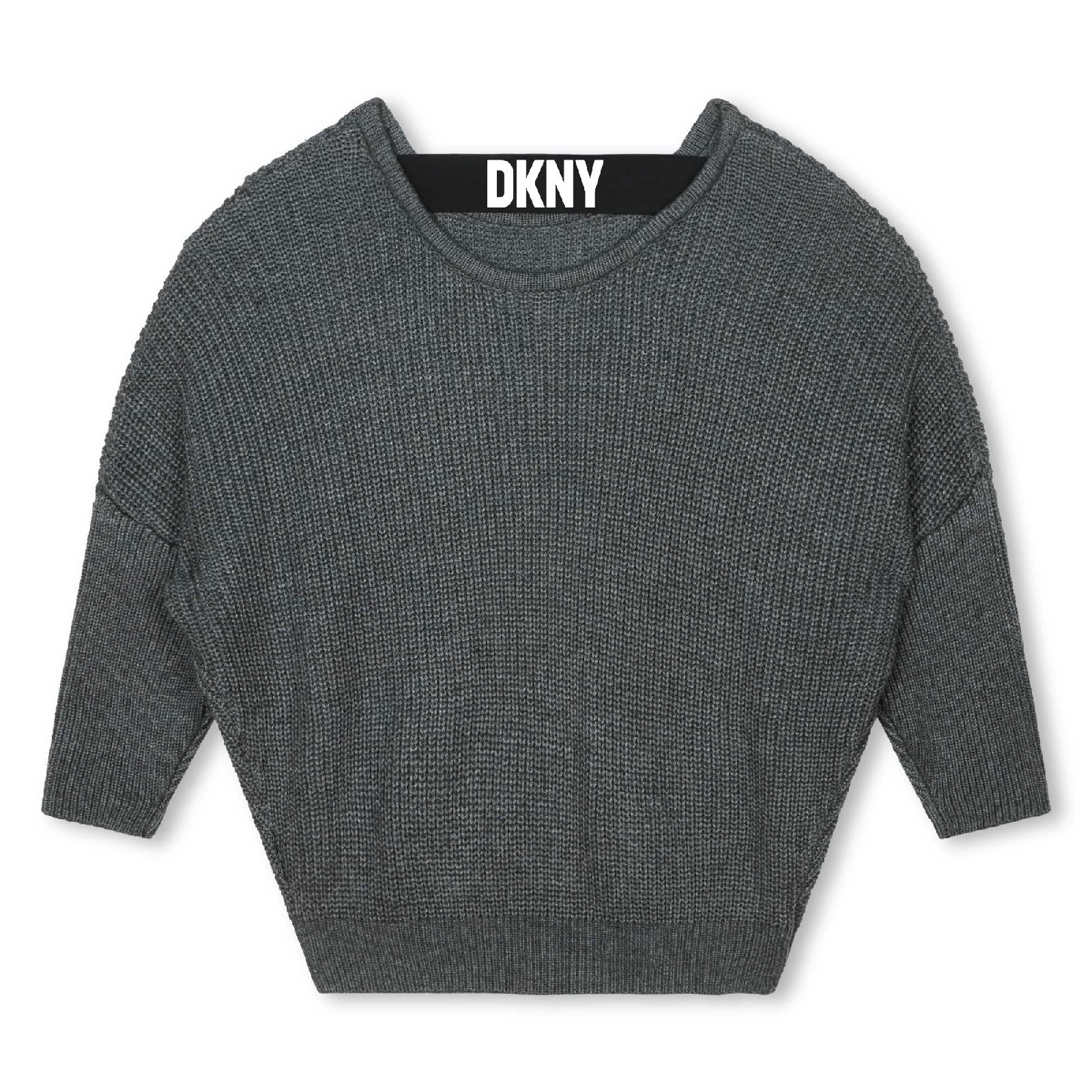 Pull avec logo en tricot - Gris Foncé