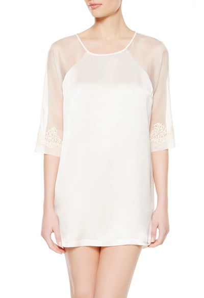 Silk Petit Macrame tunic - Ecru