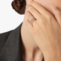 DOUBLE BAND BOLLECINE RING IN 9K ROSE GOLD AND .925 SILVER.