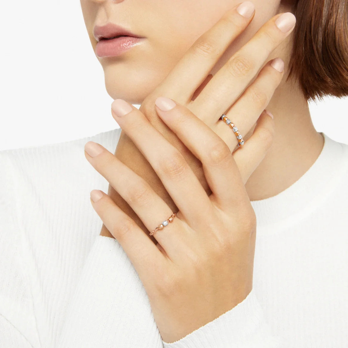 Bague Granelli en or rose 9K et argent - Or Rose & Argent