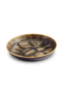 Petit plat Tortue en or et porcelaine - Brown