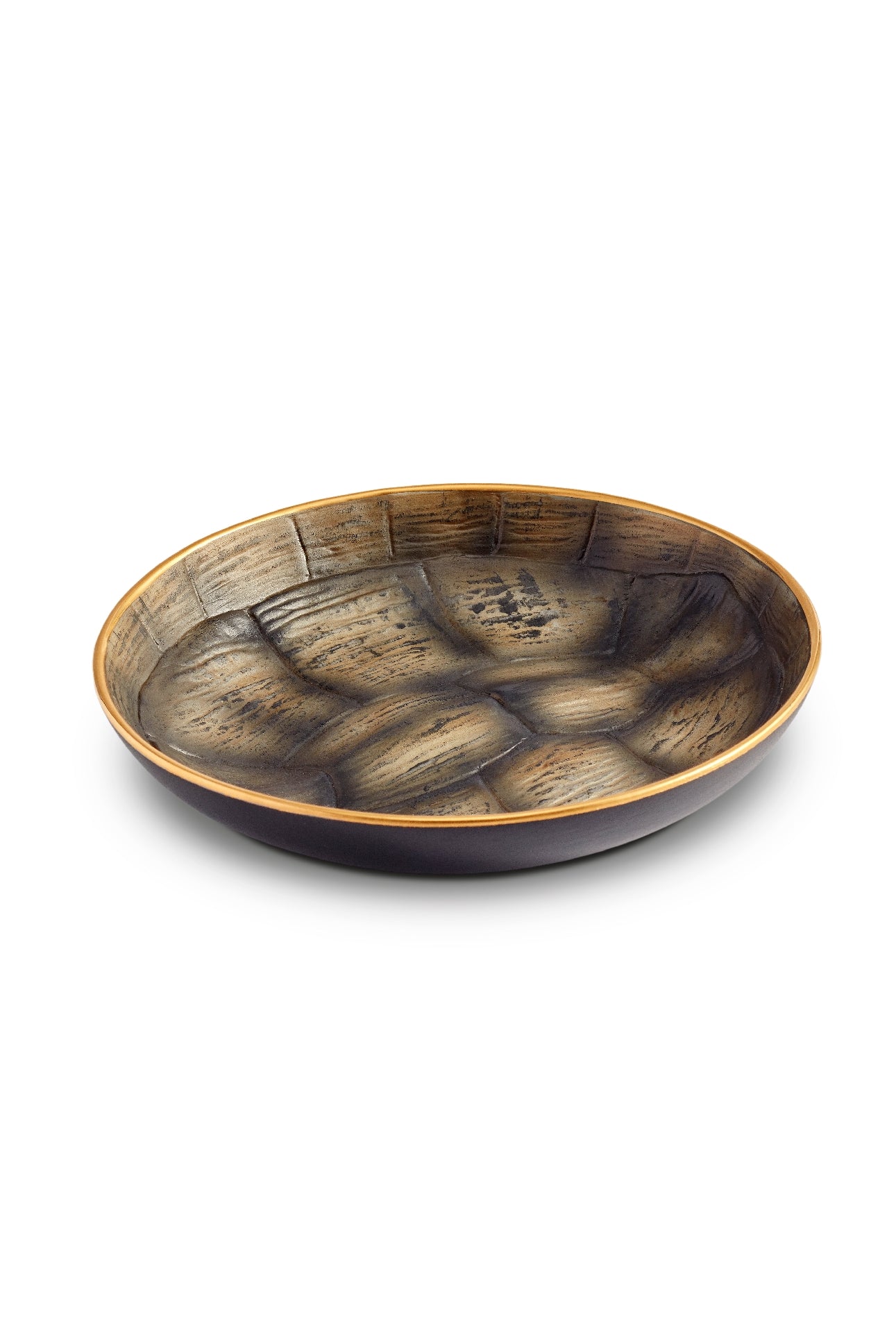 Petit plat Tortue en or et porcelaine - Brown