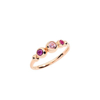Bollicine ring in 9k rose gold with pink sapphire and ruby - Pink