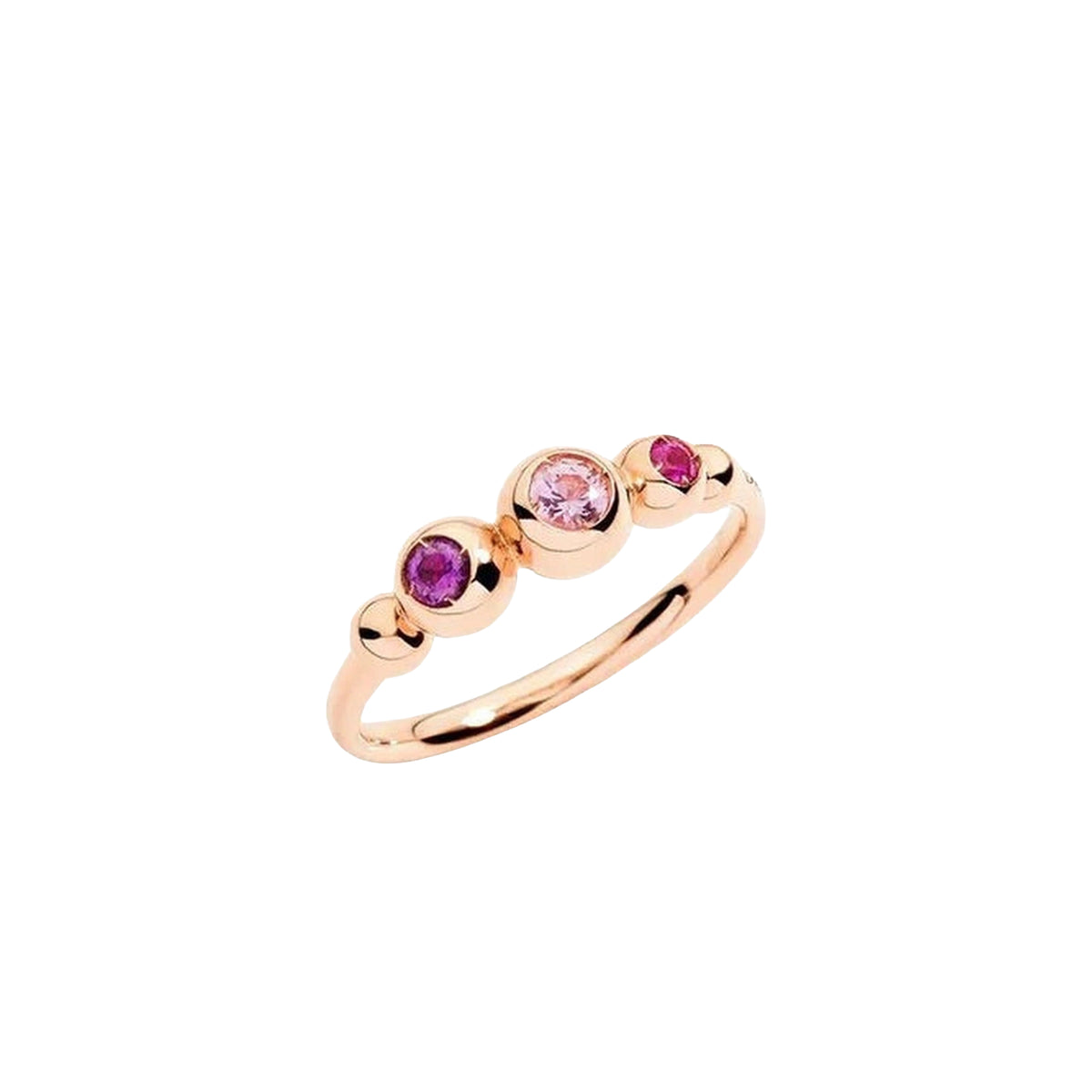 Bollicine ring in 9k rose gold with pink sapphire and ruby - Pink