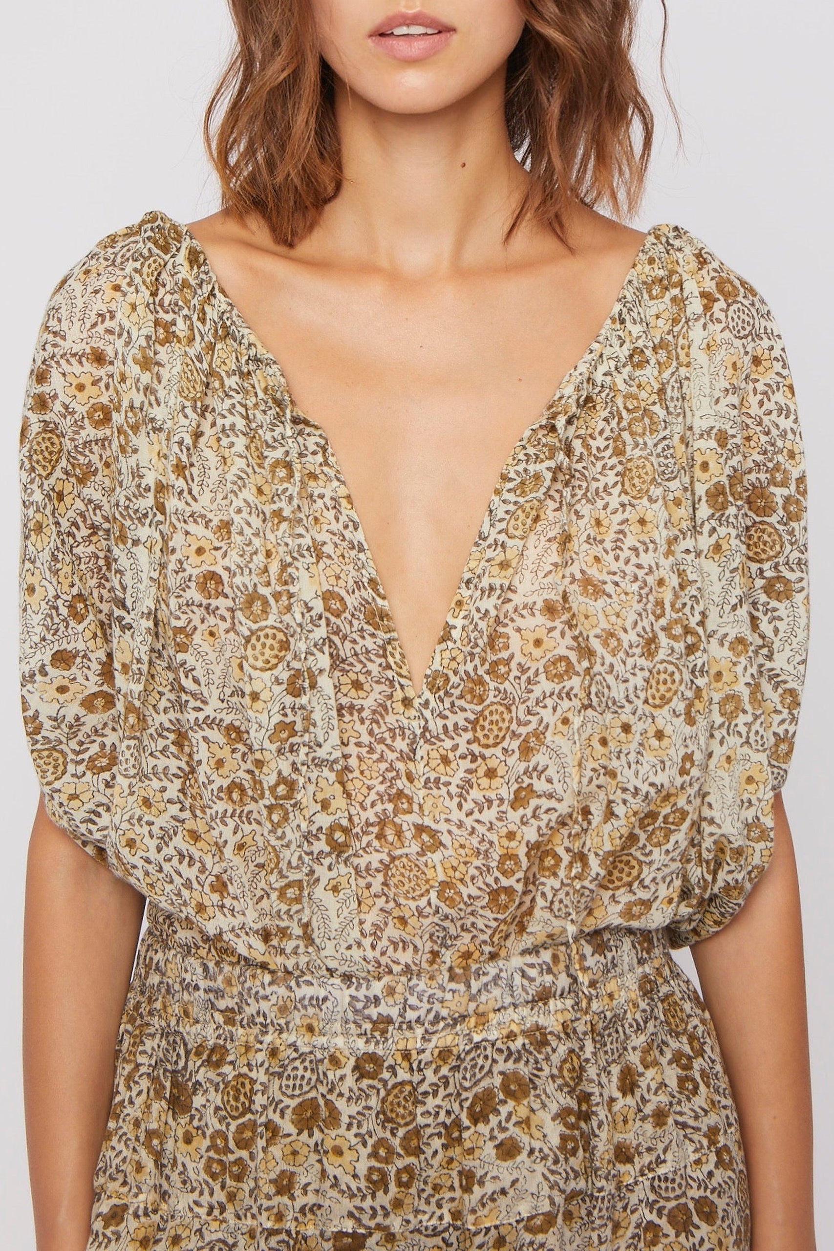 Blouse Daffodil rayée à manches courtes - Yellow