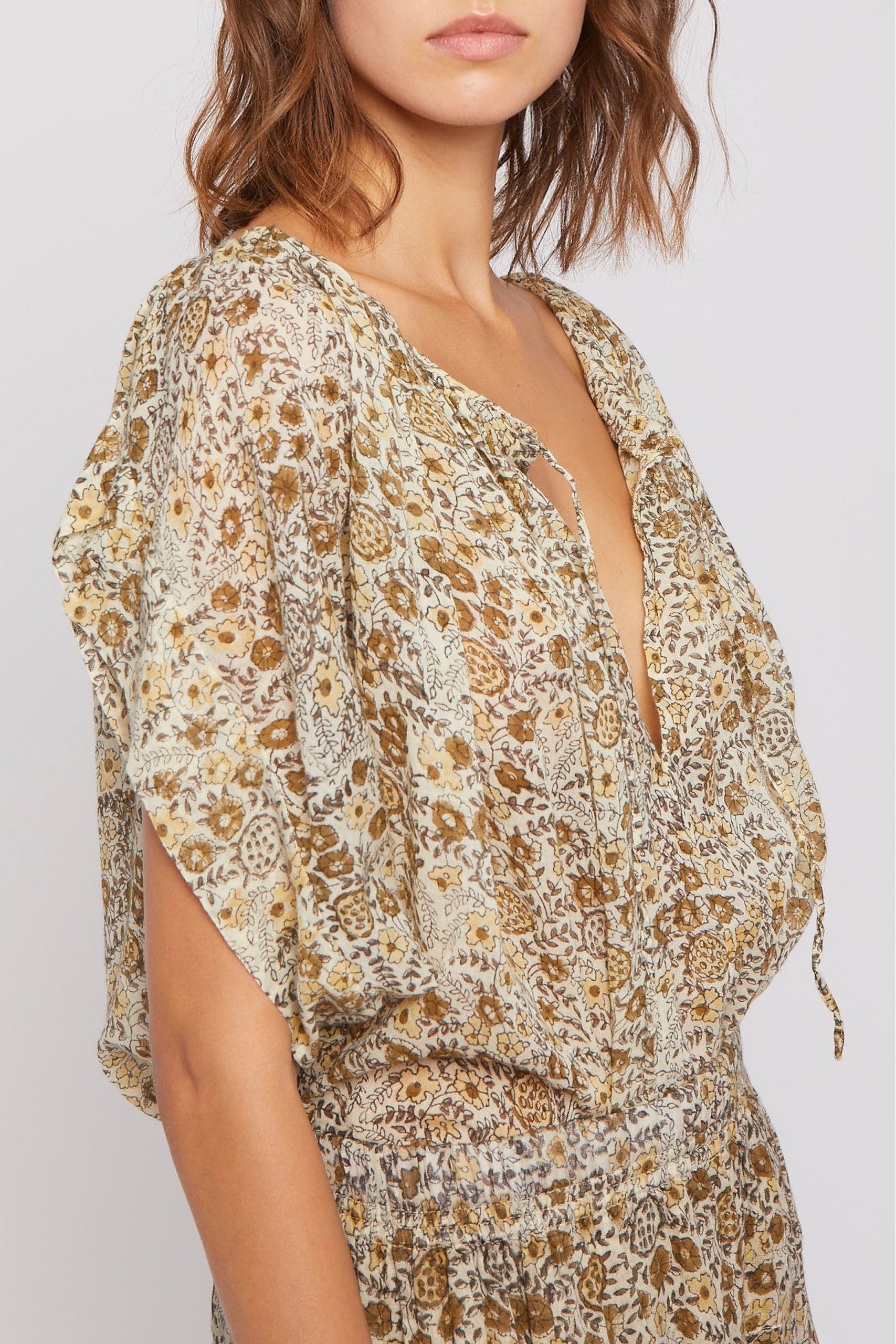 Blouse Daffodil rayée à manches courtes - Yellow