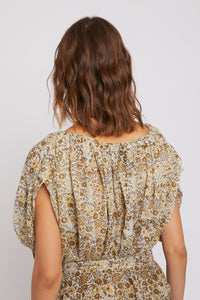 Blouse Daffodil rayée à manches courtes - Yellow