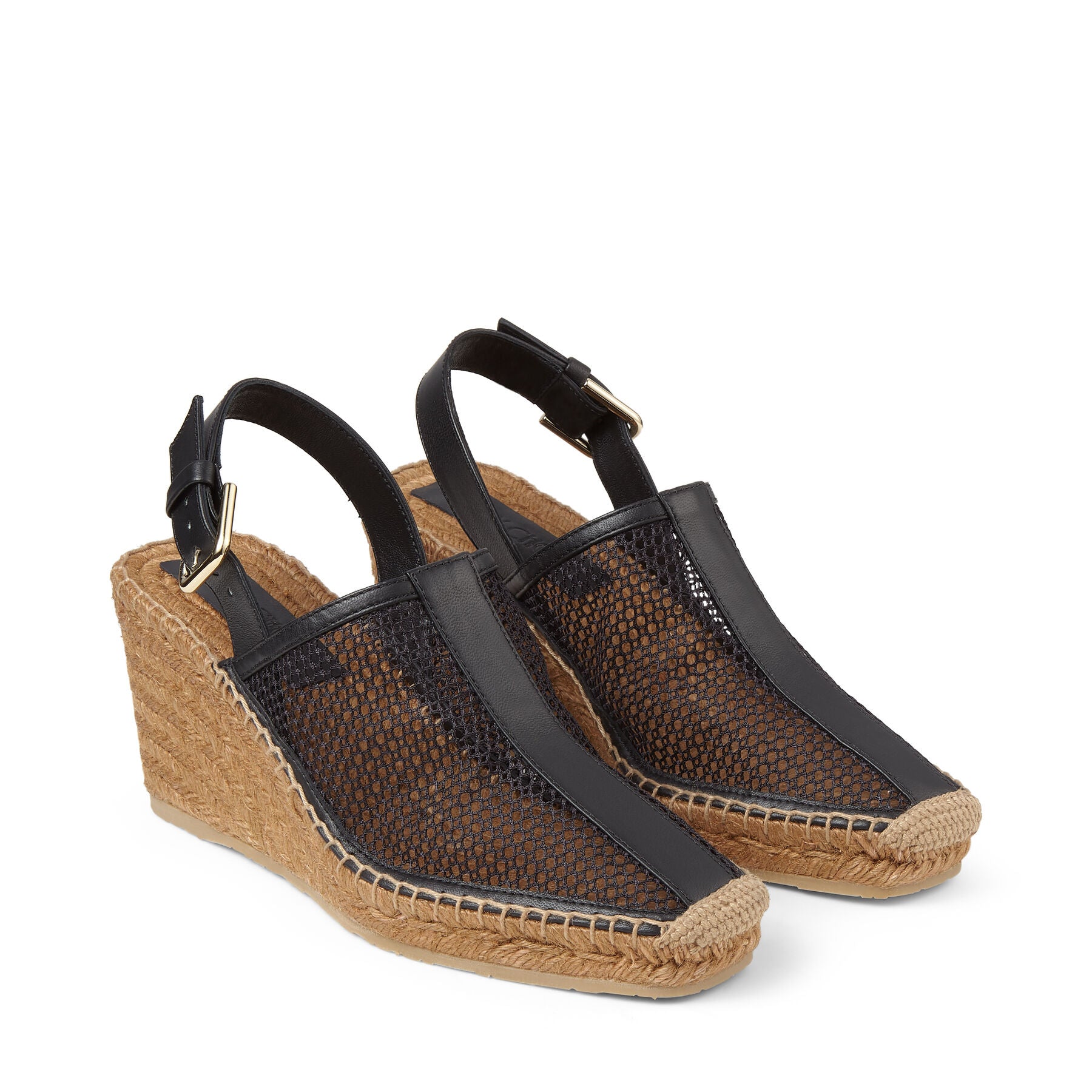 Sandales Dakori compensées 90 en cuir - Black Intense