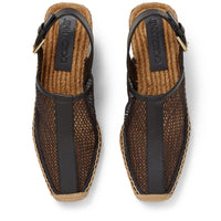 Sandales Dakori compensées 90 en cuir - Black Intense