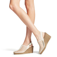 Dakori 90 wedge sandals in leather - Latte
