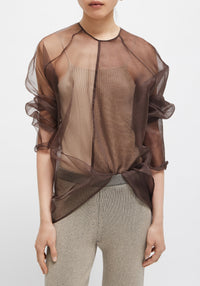 Blouse Dallas à manches longues en soie - Taupe