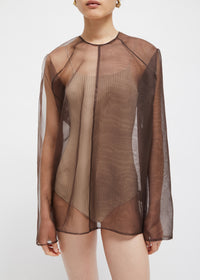 Blouse Dallas à manches longues en soie - Taupe
