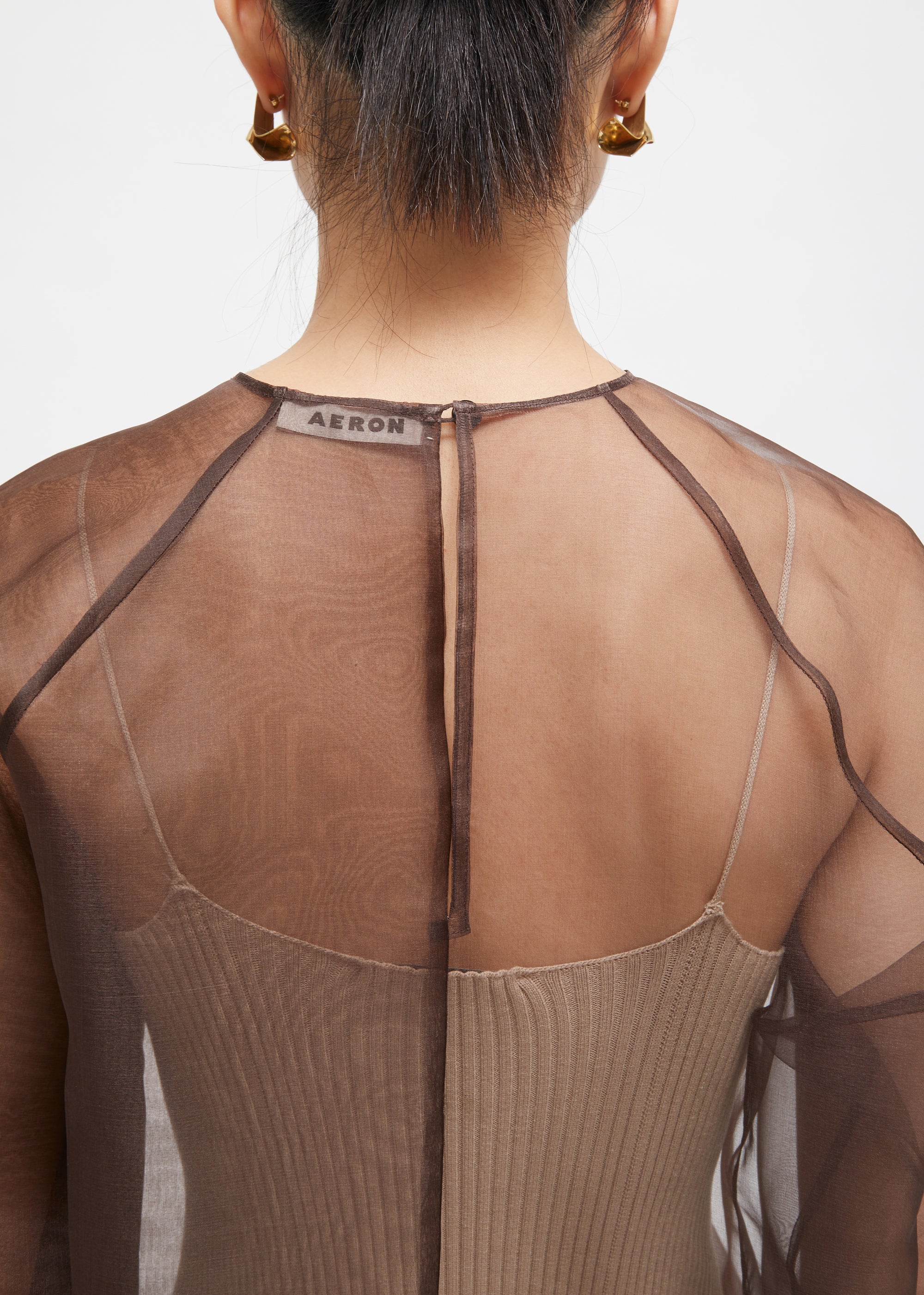 Blouse Dallas à manches longues en soie - Taupe