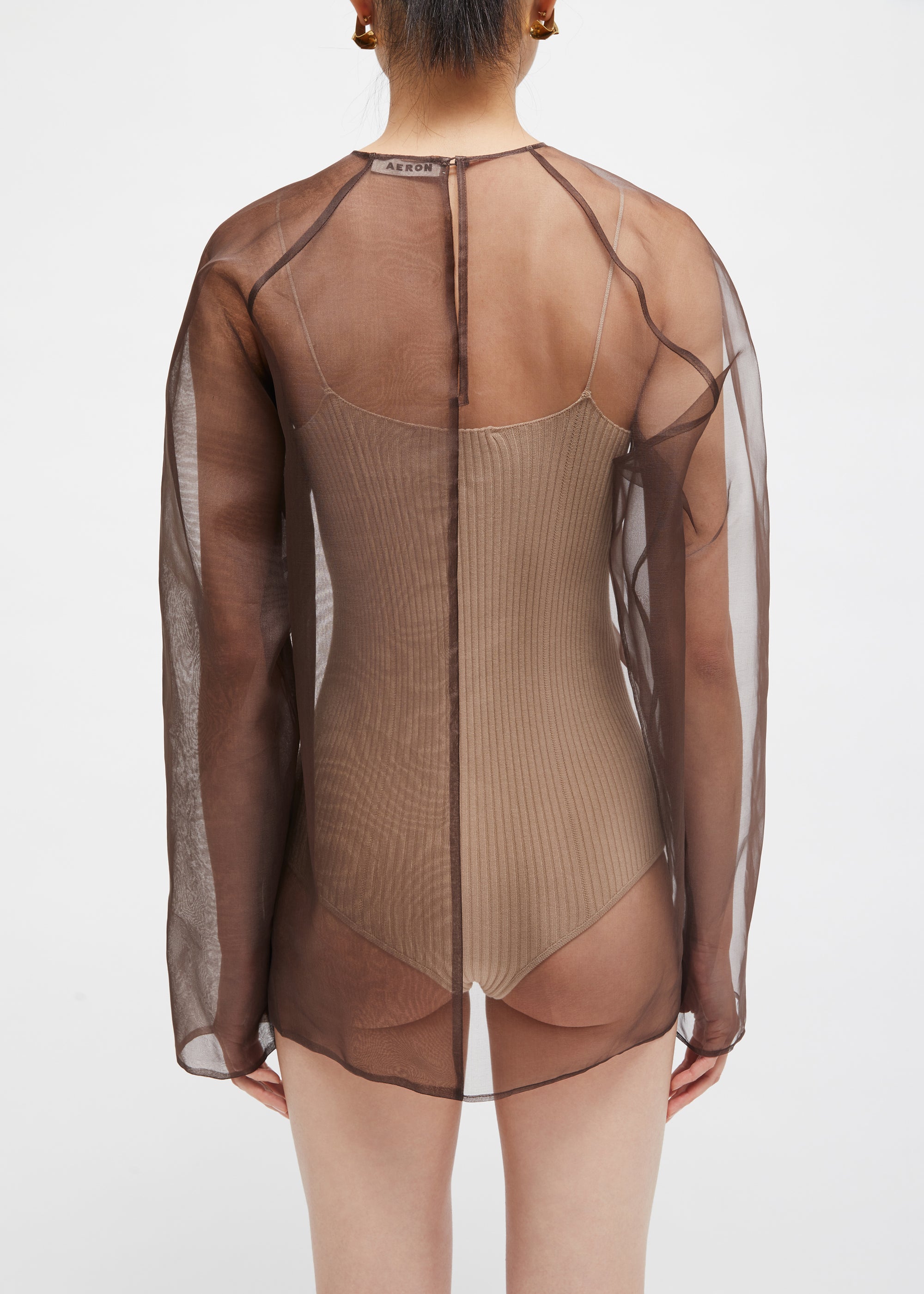 Blouse Dallas à manches longues en soie - Taupe