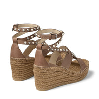 Espadrilles Danica compensées à perles 80 en daim - Cognac & White